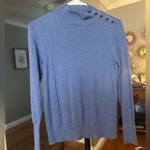 Ann Taylor Blue Cowl Neck Sweater with Button Detail